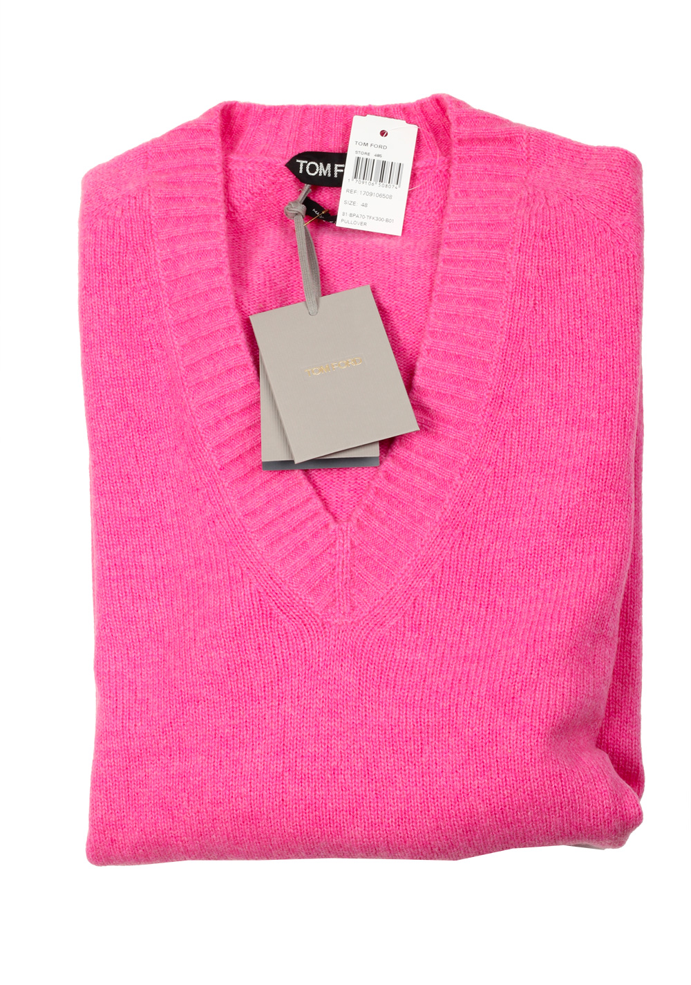 TOM FORD Pink V Neck Sweater Size 48 / 38R U.S. In Cashmere Blend | Costume Limité