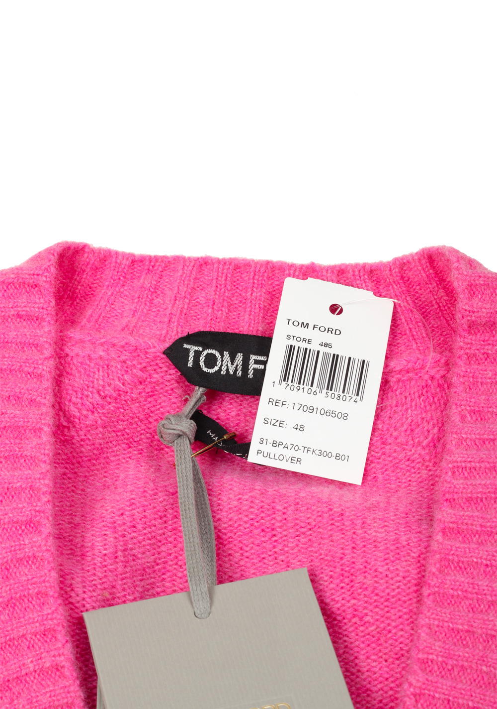 TOM FORD Pink V Neck Sweater Size 48 / 38R U.S. In Cashmere Blend | Costume Limité