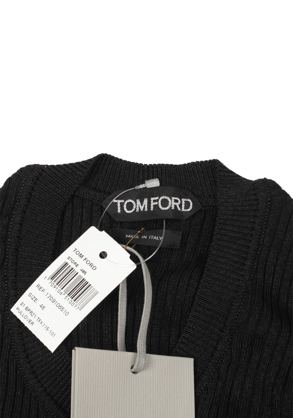 TOM FORD Black Long Sleeve Henley Sweater Size 48 / 38R . In Rayon Silk  | Costume