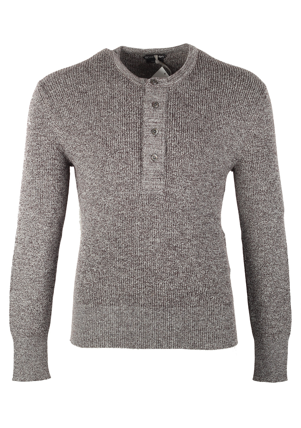 TOM FORD Gray Long Sleeve Henley Sweater Size 48 / 38R U.S. In Wool Silk | Costume Limité
