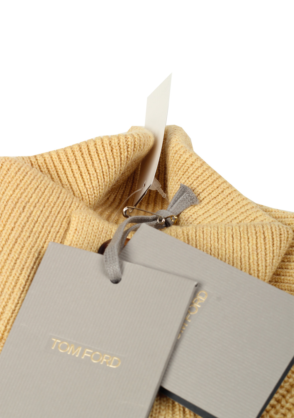 TOM FORD Yellow Funnel Collar Sweater Size 48 / 38R U.S. In Cashmere Linen | Costume Limité