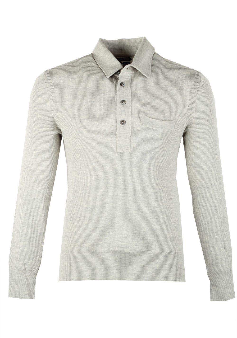 TOM FORD Gray Long Sleeve Polo Sweater Size 48 / 38R U.S. In Wool Silk ...