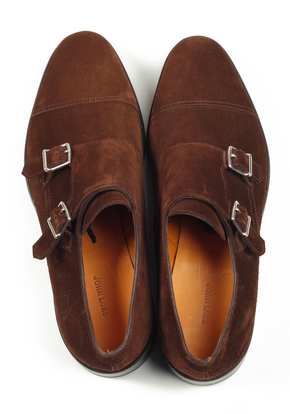 John Lobb William Brown Double Monk Strap Shoes Size 7,5 UK / 8,5 U.S. On 9795 Last | Costume Limité