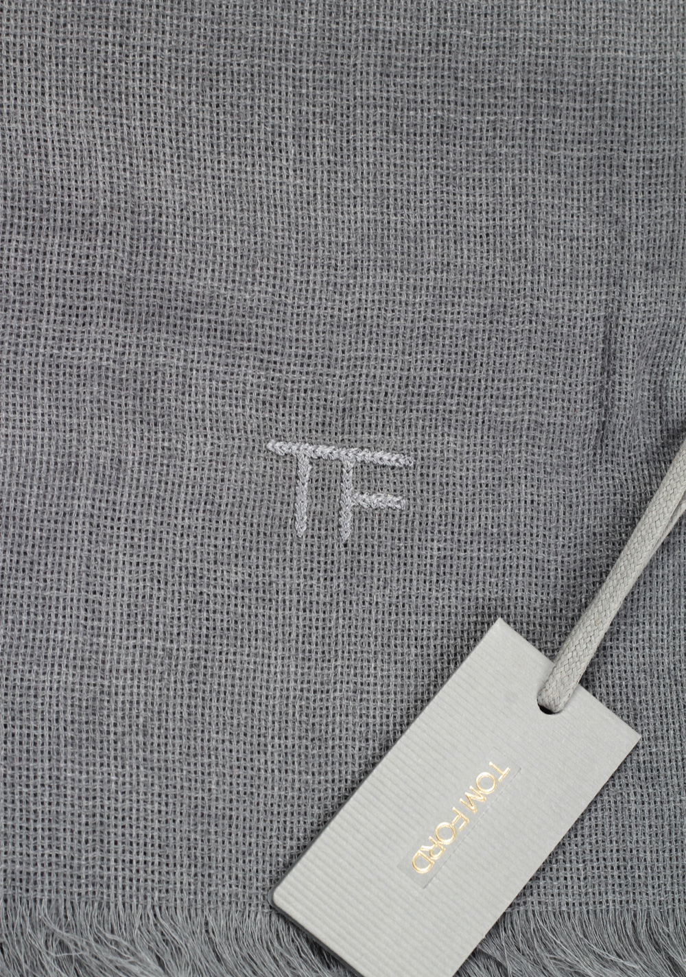 Tom Ford Gray Cashmere Cotton Signature Scarf 75″ / 24″ | Costume Limité