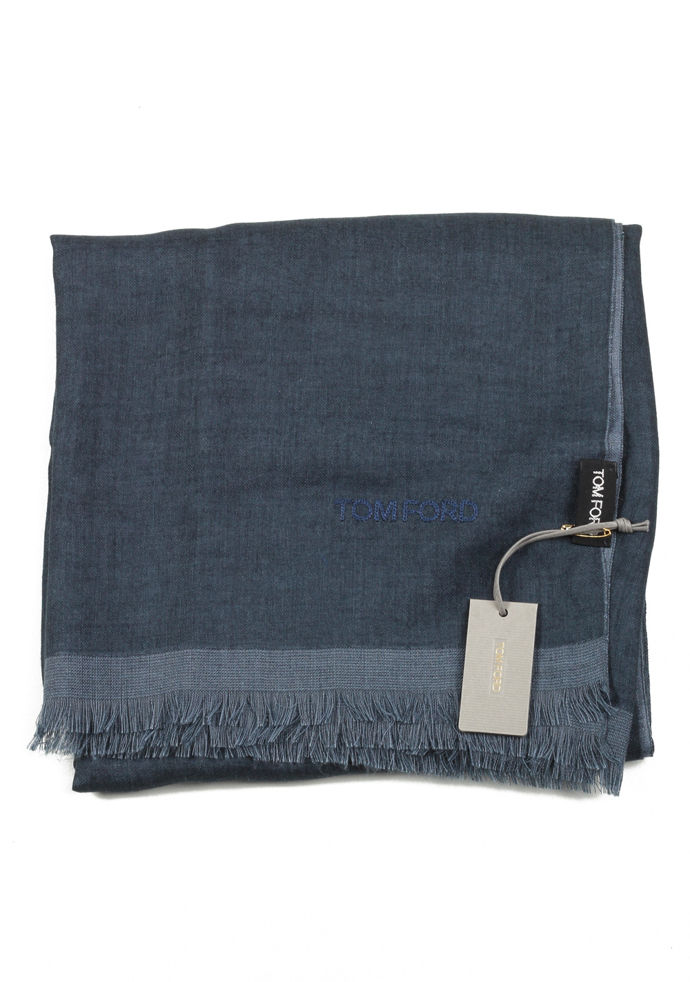 Tom Ford Blueish Gray Cashmere Silk Signature Scarf 75″ / 24″ | Costume Limité