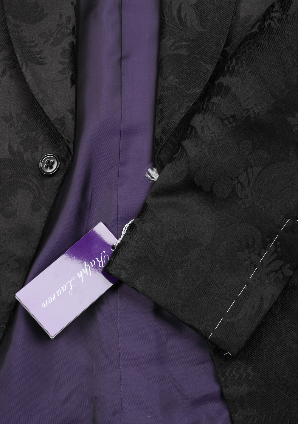 Ralph Lauren Purple Label Black Floral Shawl Dinner Jacket Size 48 / 38R U.S. In Mulberry Silk | Costume Limité