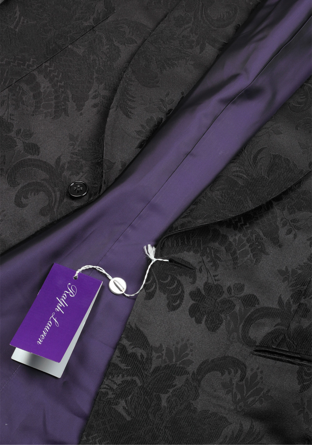 Ralph Lauren Purple Label Black Floral Shawl Dinner Jacket Size 50 / 40R U.S. In Mulberry Silk | Costume Limité