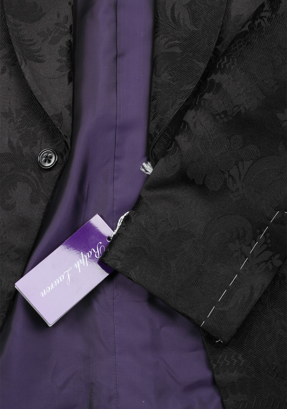 Ralph Lauren Purple Label Black Floral Shawl Dinner Jacket Size 50 / 40R U.S. In Mulberry Silk | Costume Limité