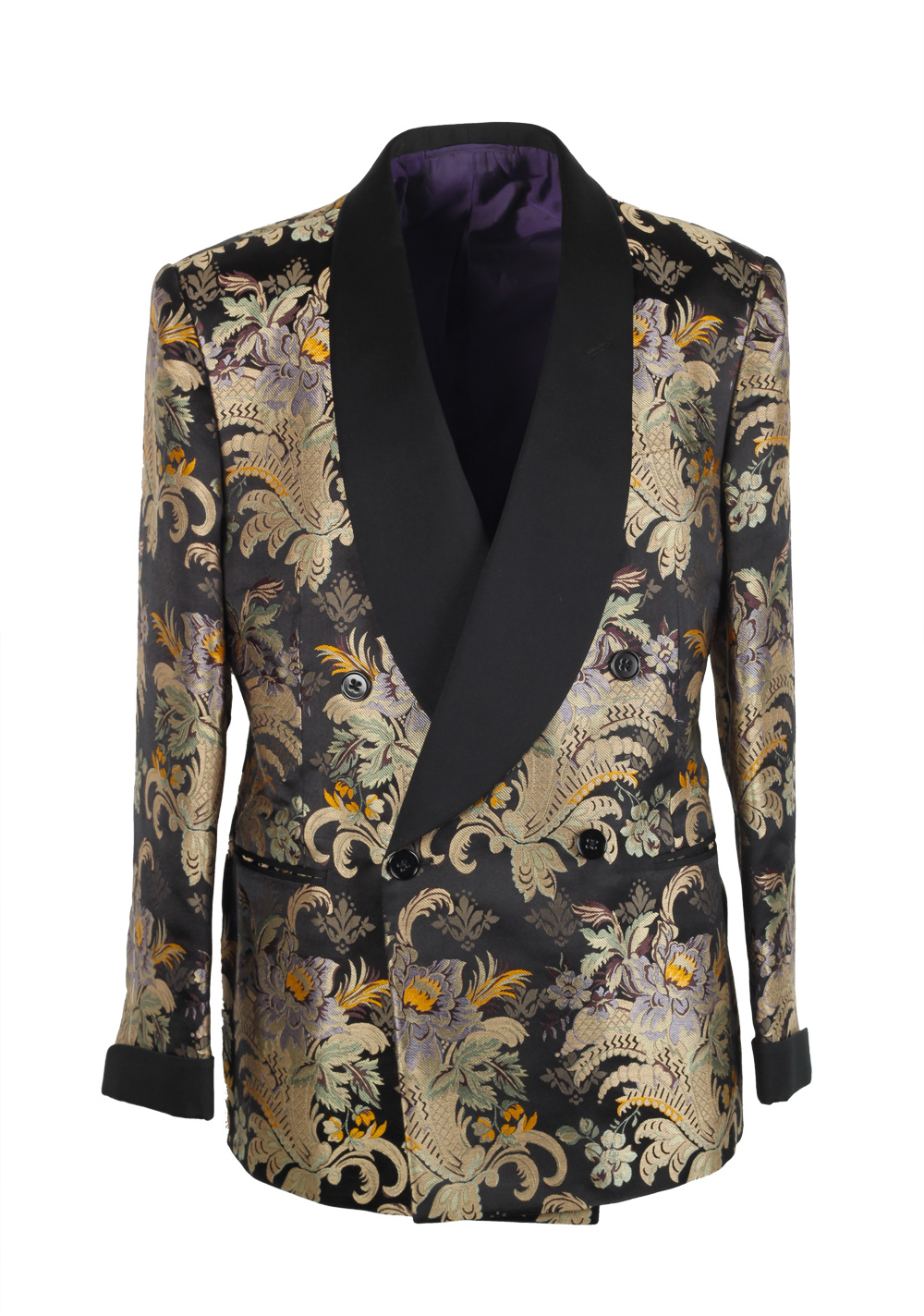 Ralph Lauren Purple Label Gold Floral Shawl Dinner Jacket Size 50 / 40R U.S. In Silk | Costume Limité