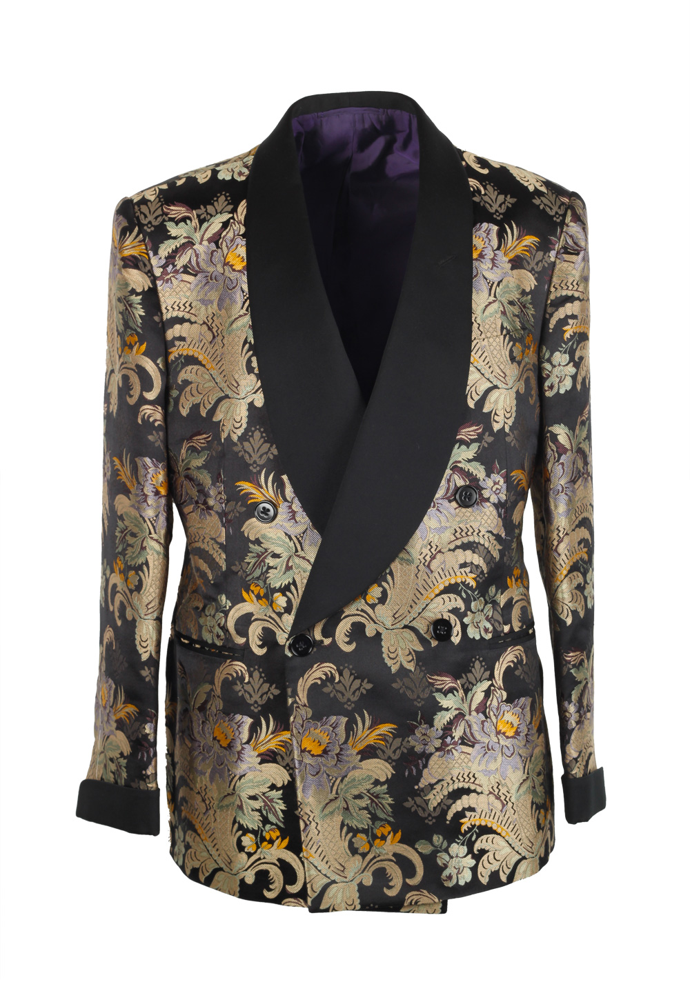 Ralph Lauren Purple Label Gold Floral Shawl Dinner Jacket Size 52 / 42R U.S. In Silk | Costume Limité