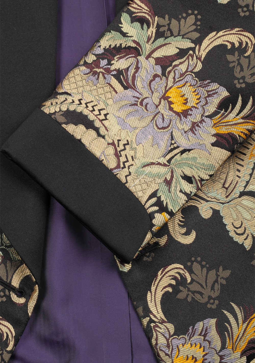 Ralph Lauren Purple Label Gold Floral Shawl Dinner Jacket Size 52 / 42R U.S. In Silk | Costume Limité