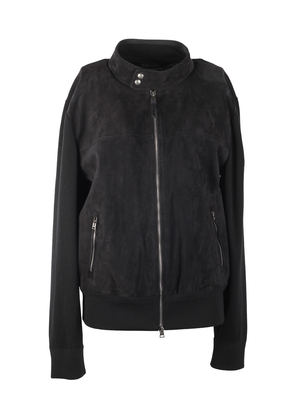 TOM FORD Black Suede Zipper Cardigan