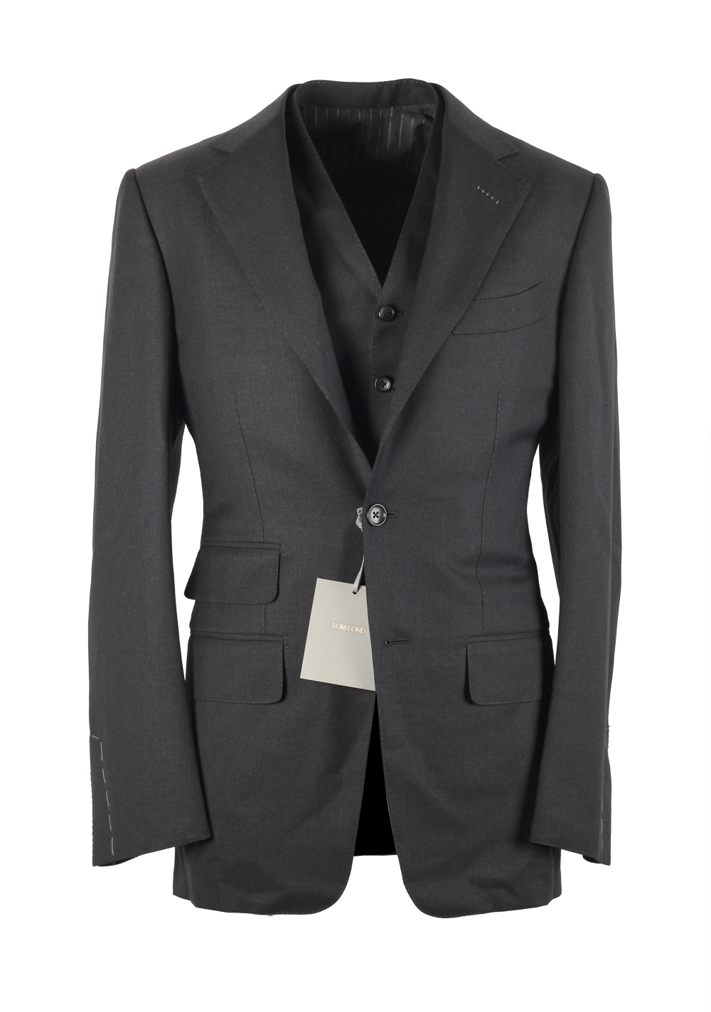 TOM FORD Regency Gray Suit 3 Piece Size 44 / 34R U.S. Wool | Costume Limité