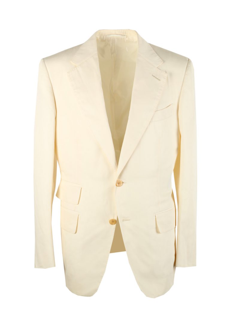 TOM FORD Windsor Off White Suit Size 50 / 40R U.S. Cotton Silk Fit A - thumbnail | Costume Limité