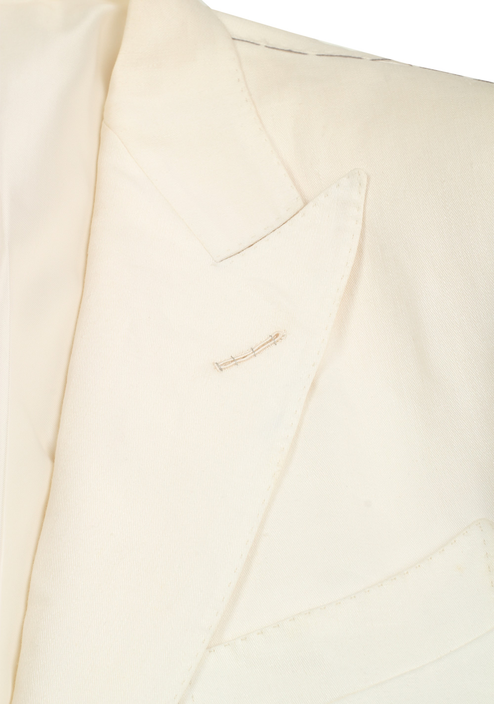 TOM FORD Regency Solid Off White Suit Size 46 / 36R U.S. Linen Base B | Costume Limité