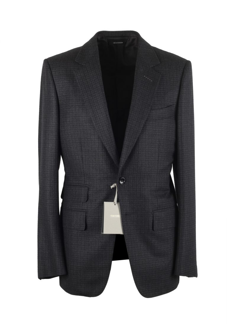 TOM FORD Buckley Blue Checked Suit Size 48 / 38R U.S. Wool Cashmere - thumbnail | Costume Limité