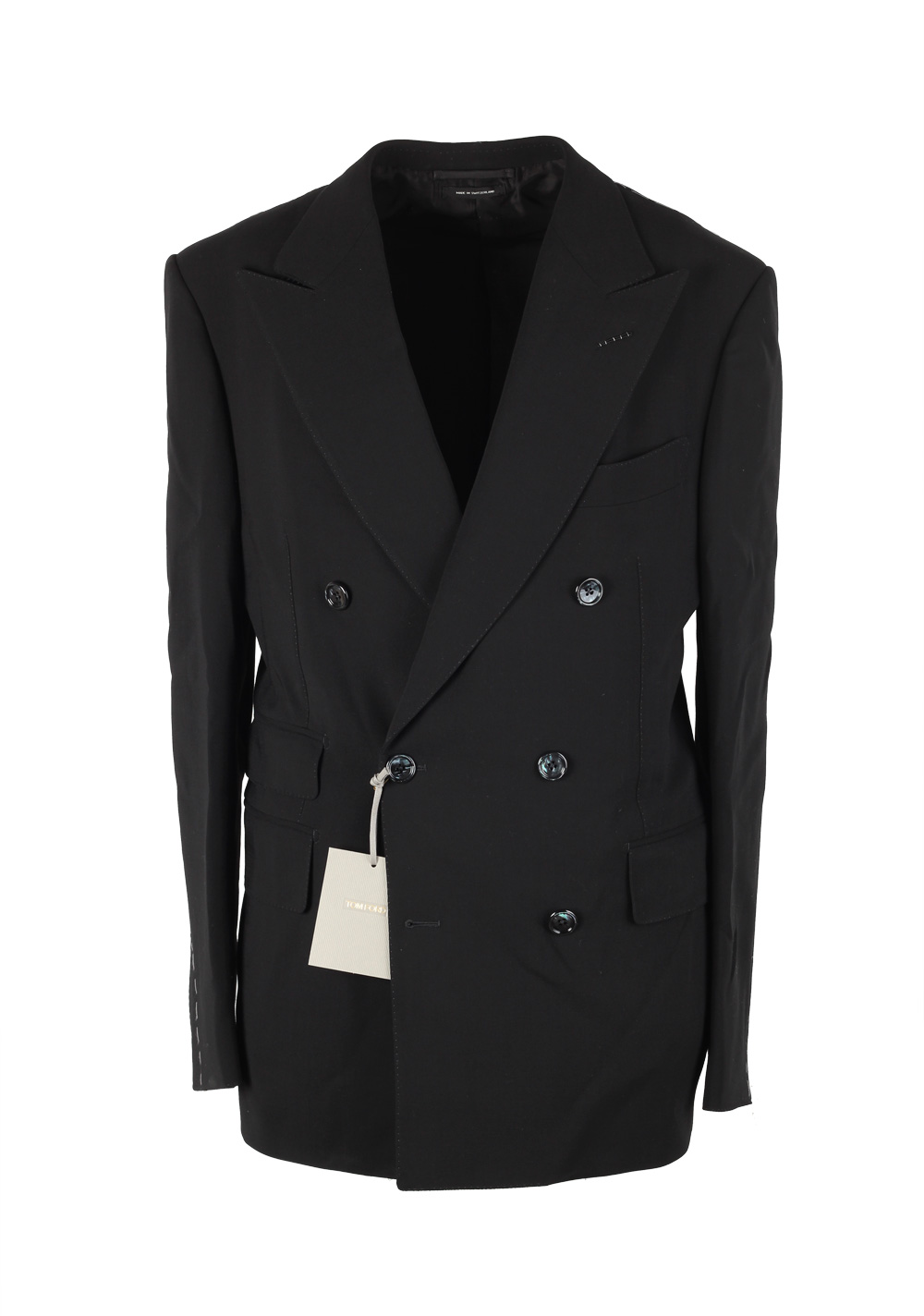 TOM FORD Shelton Double Breasted Solid Black Suit Size 46 / 36R U.S ...