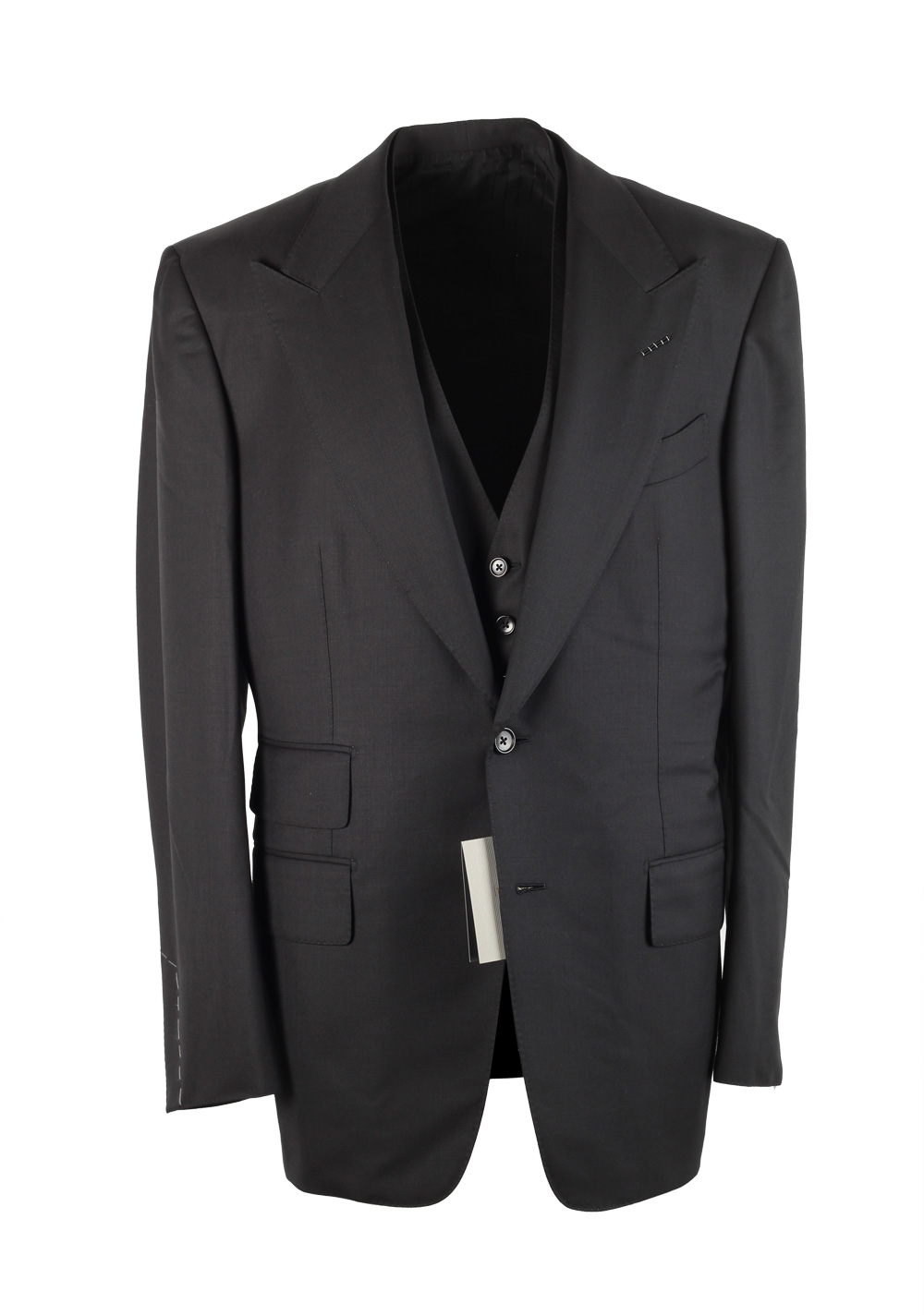 TOM FORD Windsor Black 3 Piece Suit Size 50 / 40R U.S. Wool | Costume Limité