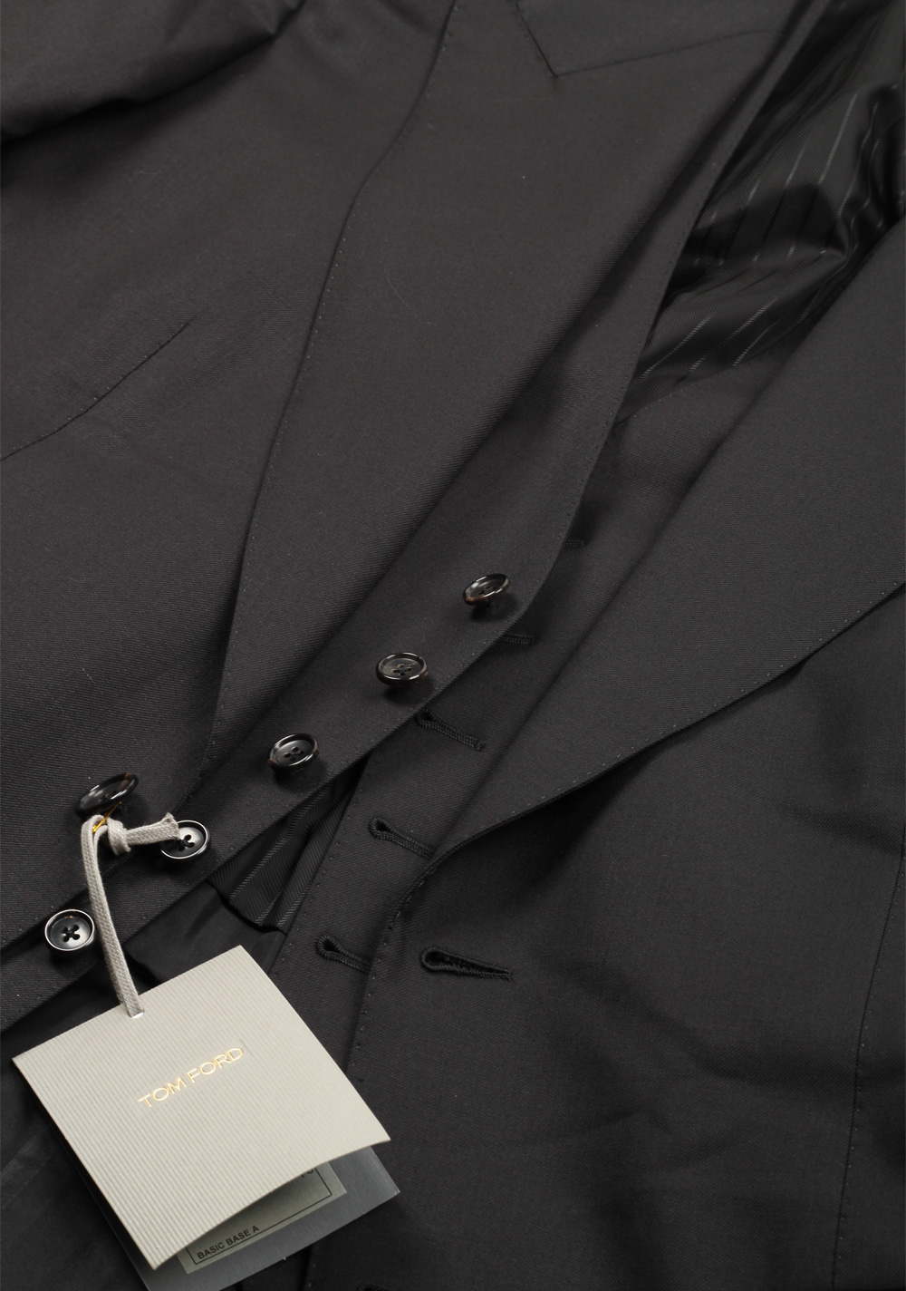TOM FORD Windsor Black 3 Piece Suit Size 52 / 42R U.S. Wool | Costume Limité
