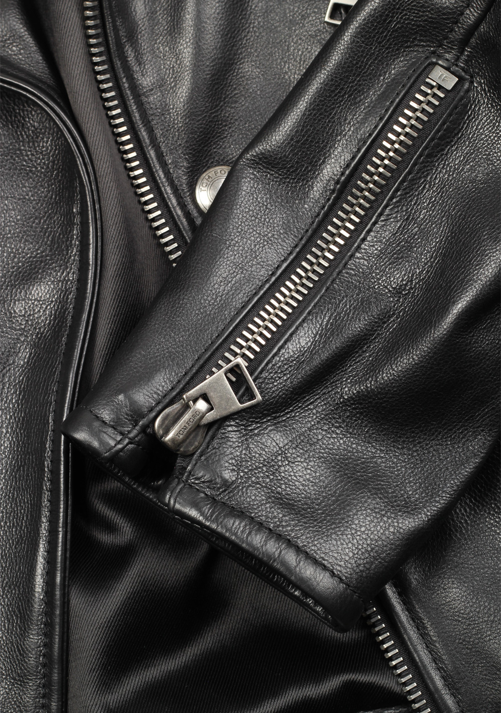 TOM FORD Black Biker Leather Jacket Coat Size 54 / 44R U.S. Outerwear | Costume Limité