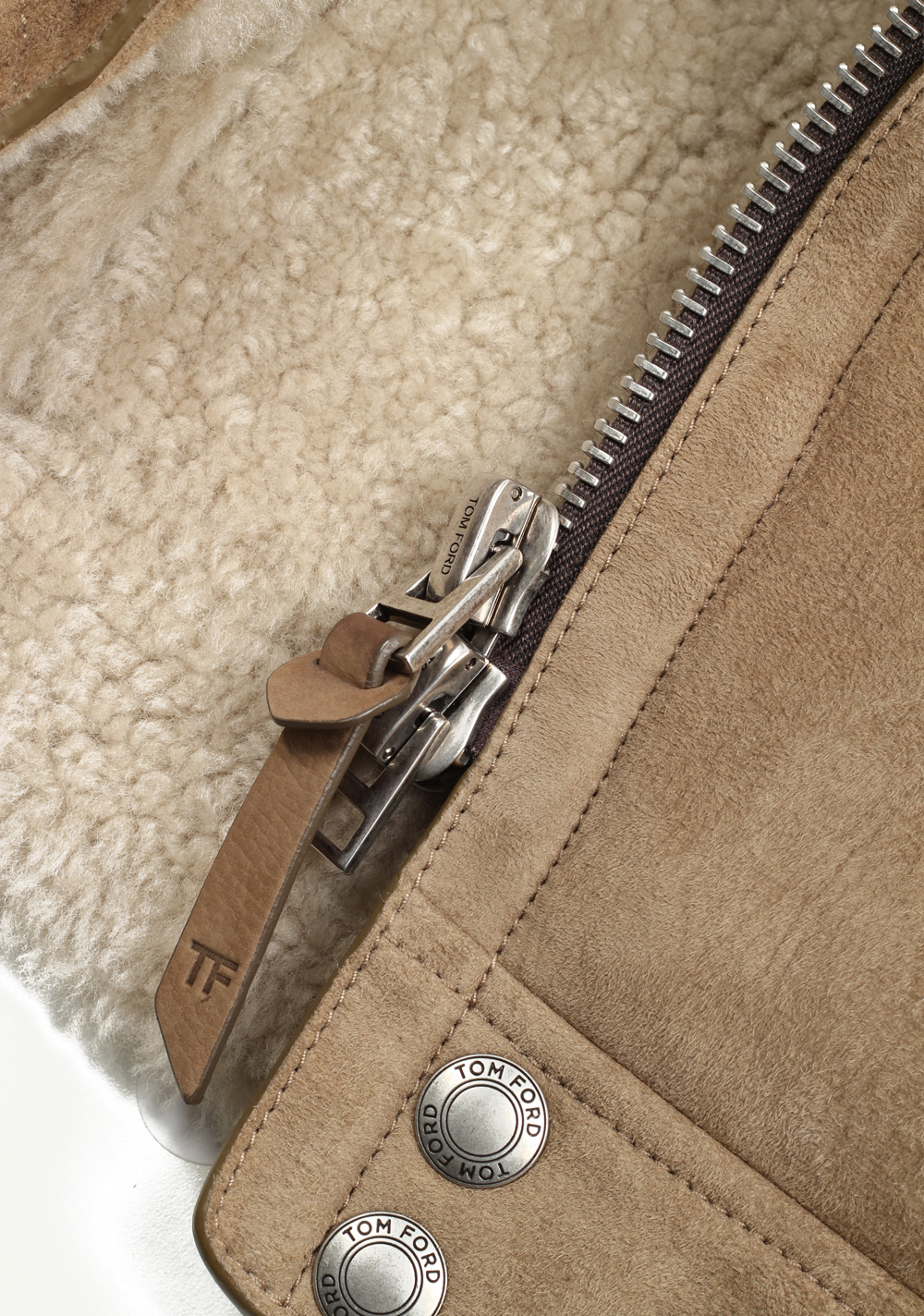 TOM FORD Sand Leather Suede Shearling Jacket Coat Size 48 / 38R U.S. Outerwear | Costume Limité