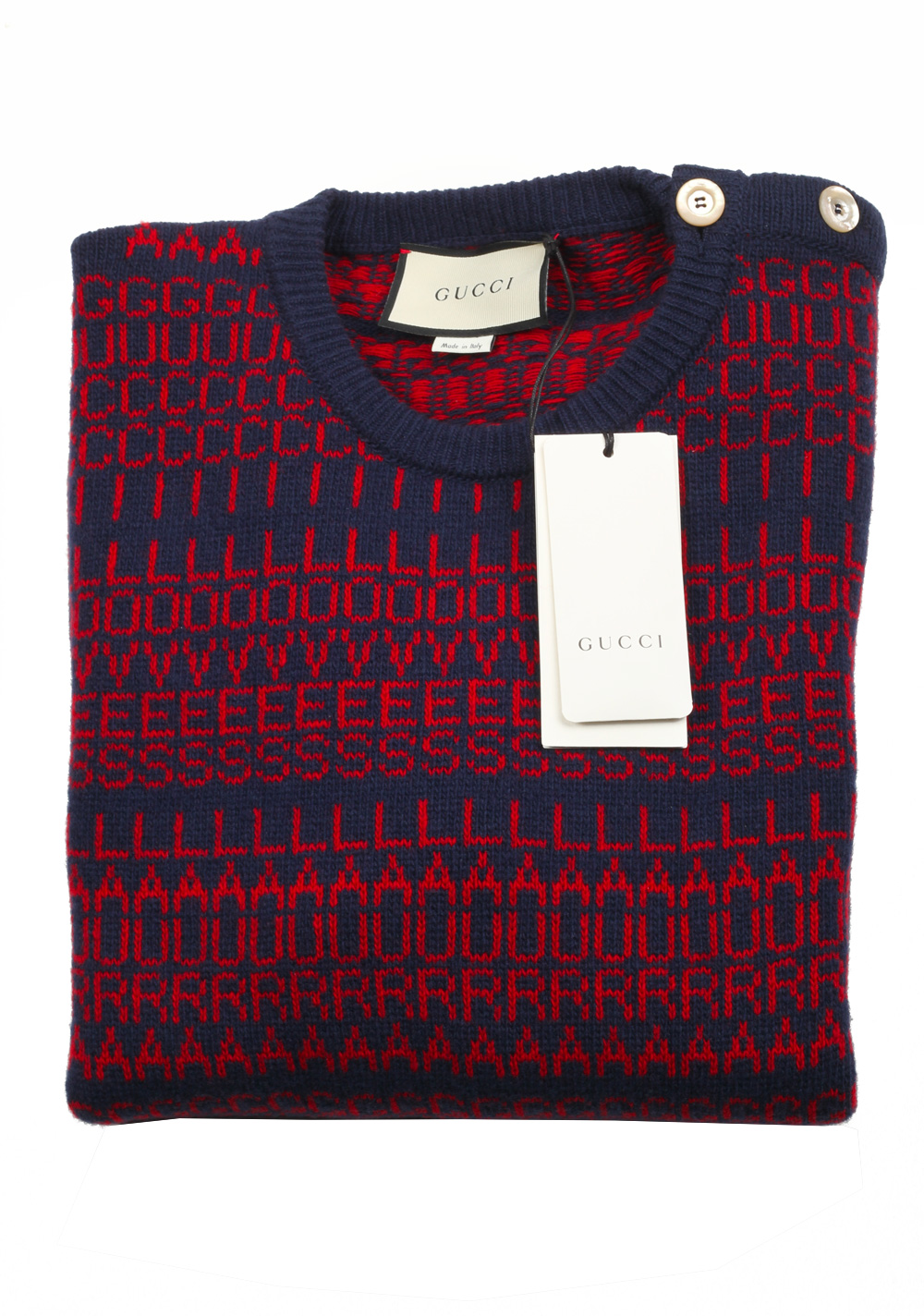 Gucci Blue Crew Neck Gucci Loves Laura Sweater Shirt Size XL / 40R U.S. | Costume Limité