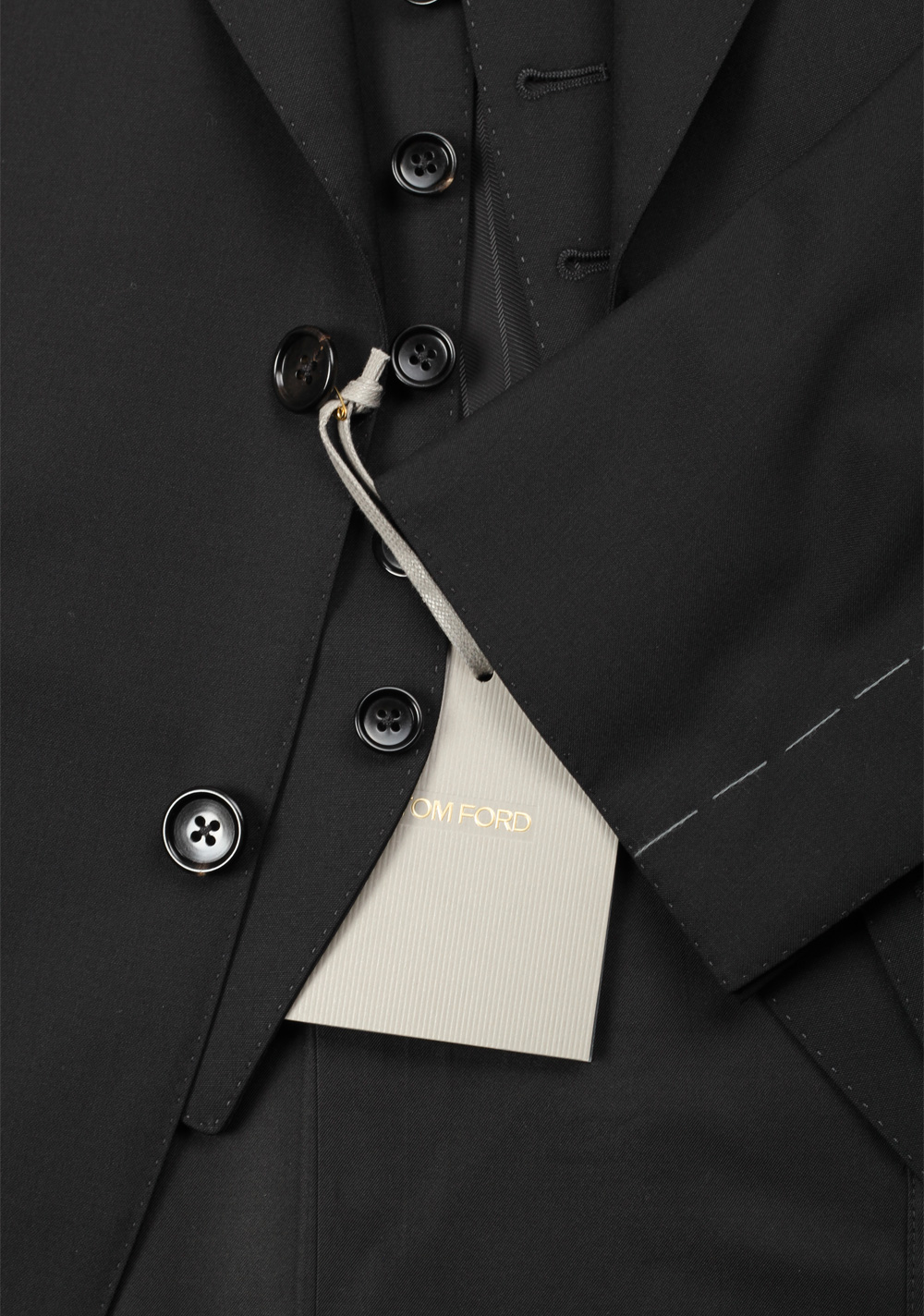 TOM FORD Windsor Signature Solid Black 3 Piece Suit | Costume Limité