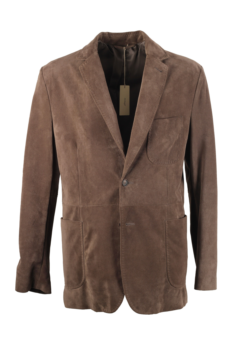 Brioni Grayish Brown Suede Sport Coat In Calf Leather | Costume Limité