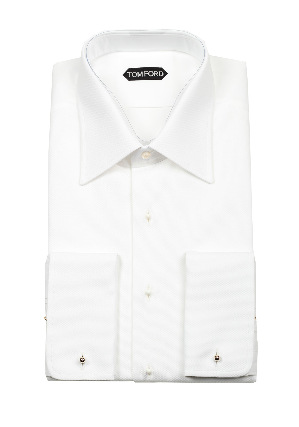 TOM FORD Solid White Pique Tuxedo Shirt ...