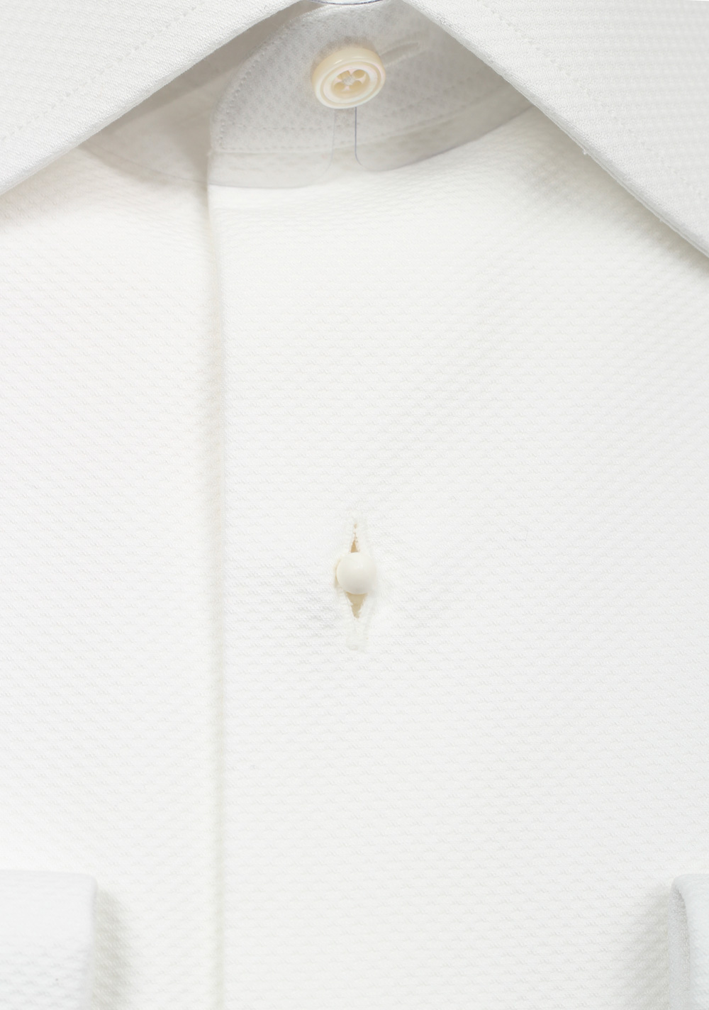 TOM FORD Solid White Pique Tuxedo Shirt With French Cuffs | Costume Limité