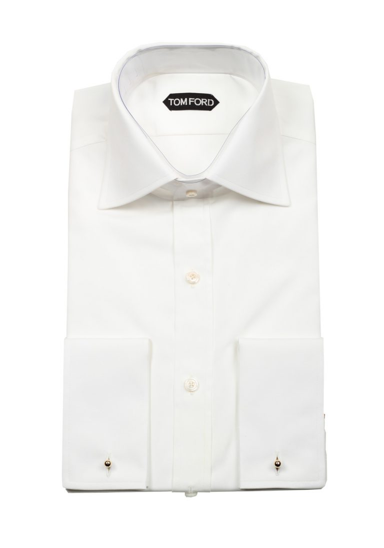TOM FORD Solid White Dress Shirt French Cuffs Size 41 / 16 U.S. Slim Fit - thumbnail | Costume Limité