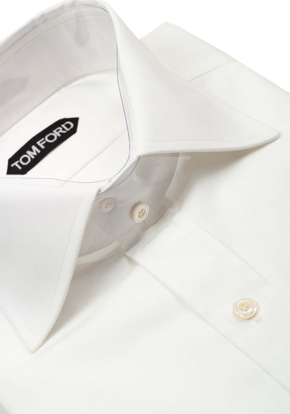 TOM FORD Solid White Dress Shirt French Cuffs Size 41 / 16 U.S. Slim Fit | Costume Limité