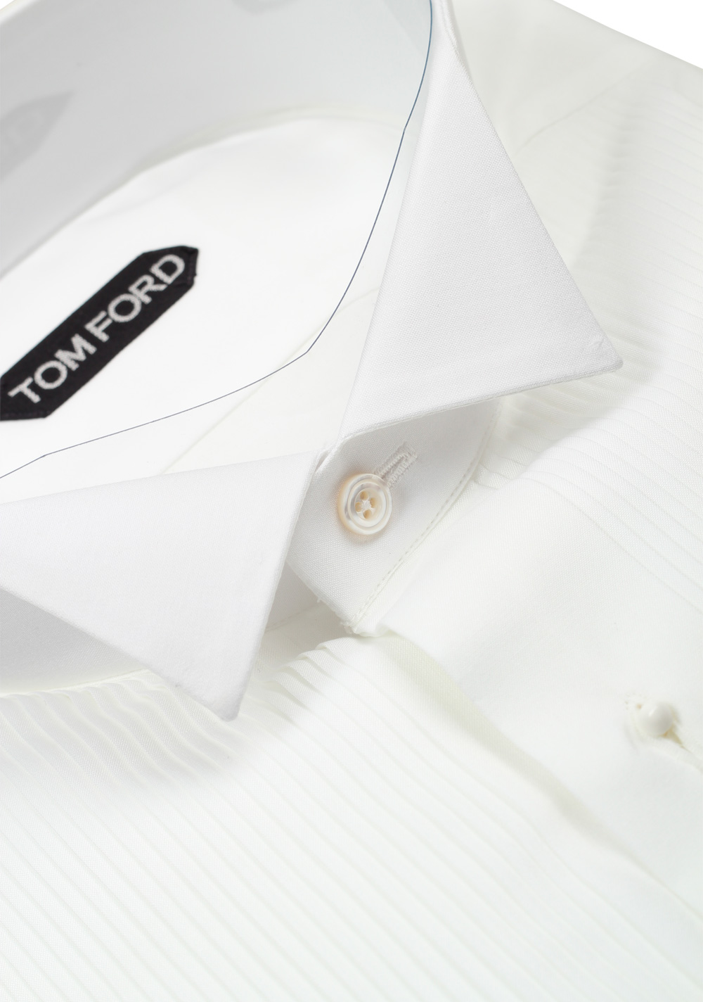 TOM FORD Solid White Signature Tuxedo Shirt With French Cuffs | Costume Limité