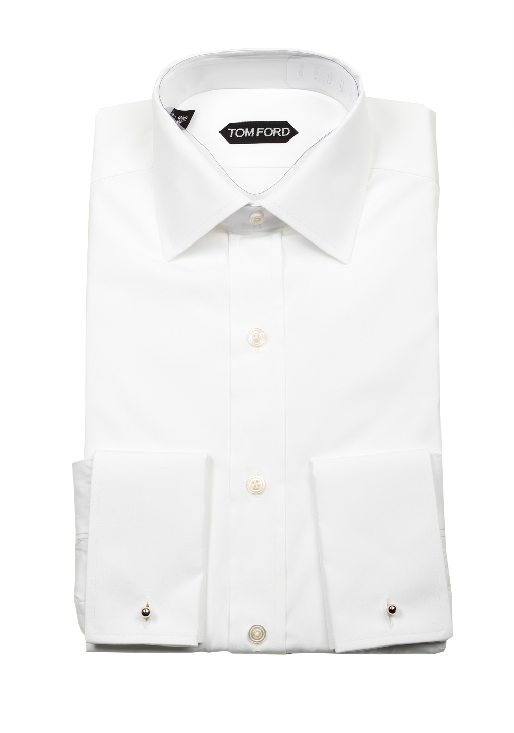 TOM FORD Solid White Dress Spread Shirt French Cuffs Size 38 / 15 U.S. Slim Fit | Costume Limité