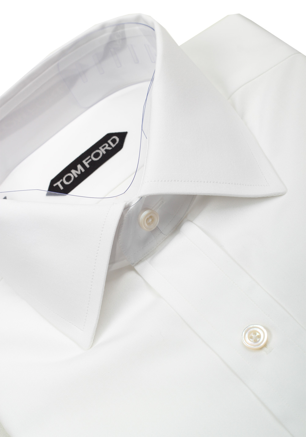 TOM FORD Solid White Dress Spread Shirt French Cuffs Size 38 / 15 U.S. Slim Fit | Costume Limité