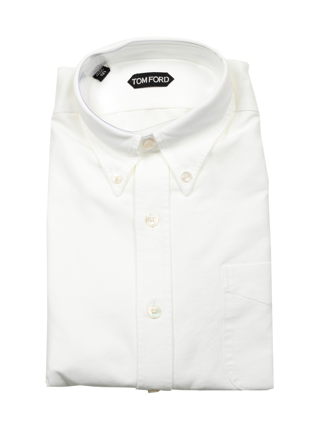 TOM FORD Solid White Casual Button Down Shirt Size 40 / 15,75 U.S ...