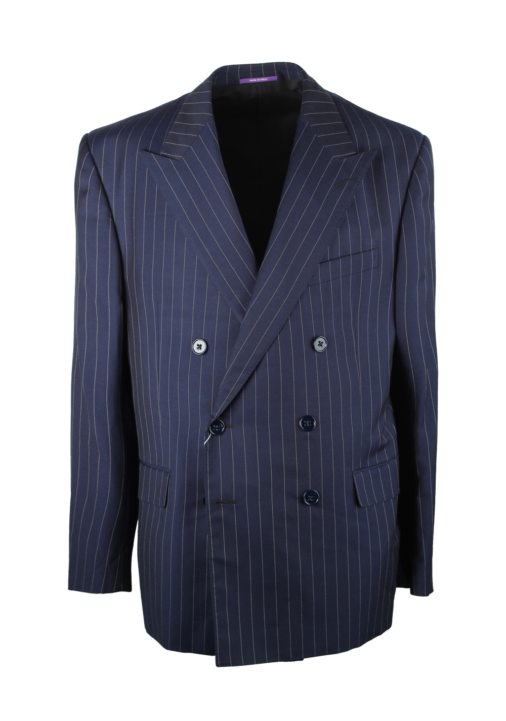 Ralph Lauren Purple Label Double Breasted Suit Size 56 / 46R U.S. In Wool | Costume Limité
