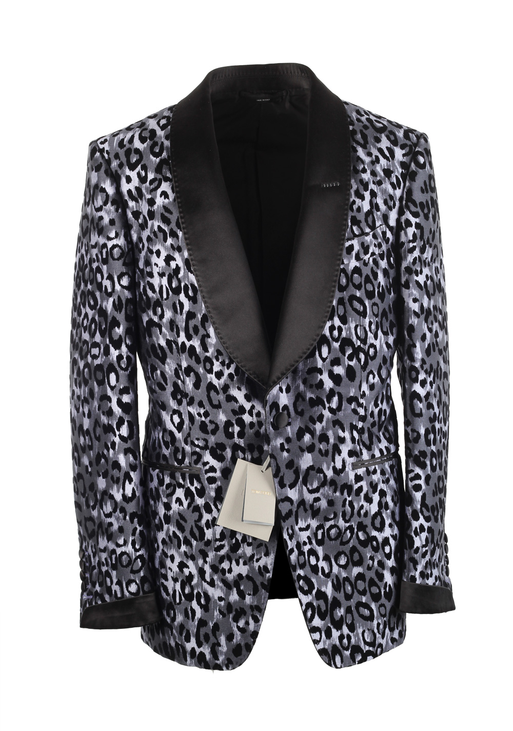 TOM FORD Shelton Leopard Tuxedo Dinner Jacket Size 48 / 38R U.S. In Silk | Costume Limité