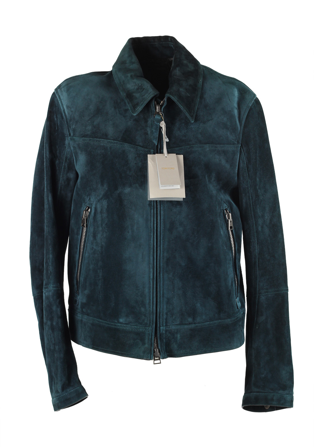 TOM FORD Teal Leather Suede Jacket Coat Size 50 / 40R U.S. Costume Limité