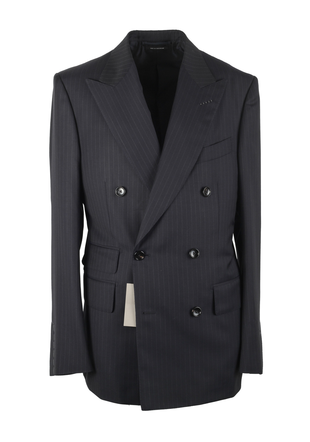 TOM FORD Shelton Blue Striped Double Breasted Suit Size 48 / 38R U.S. | Costume Limité