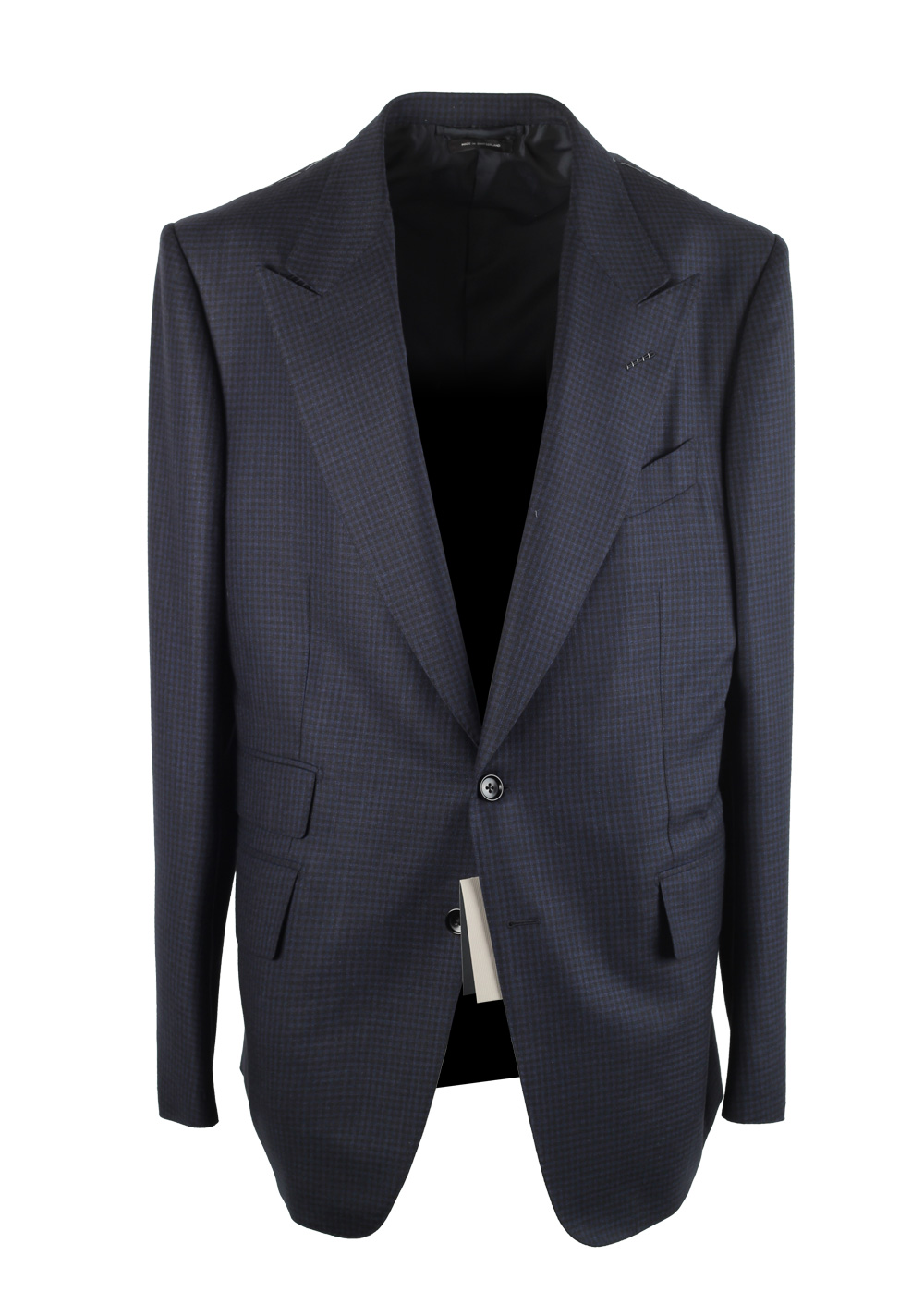 TOM FORD Shelton Checked Blue Suit Size 54 / 44R U.S. In Wool Silk | Costume Limité