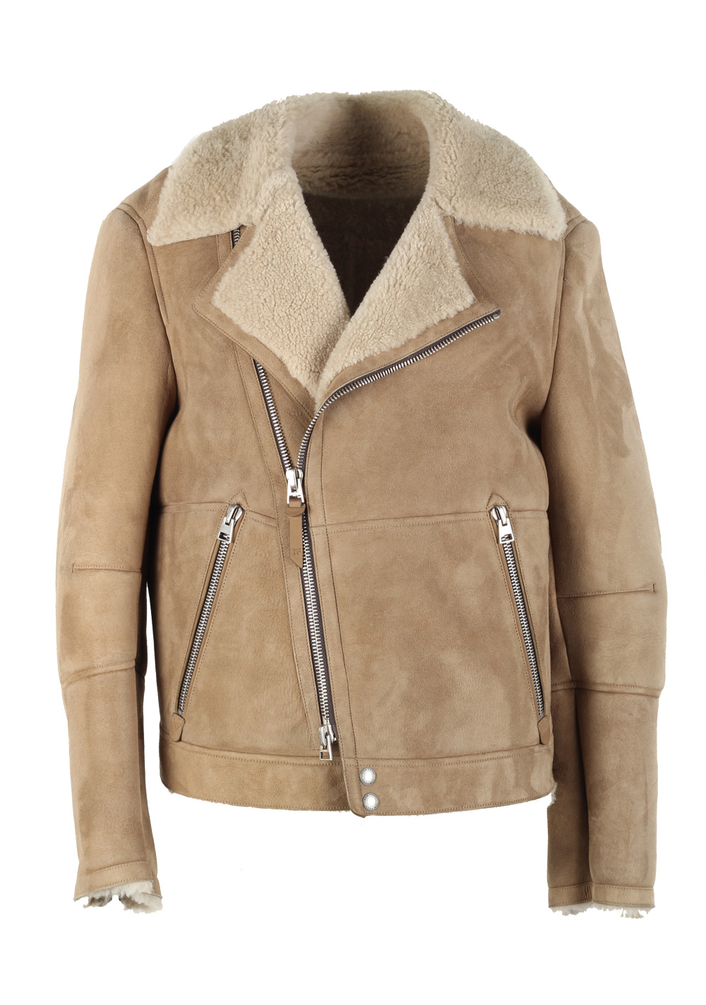 TOM FORD Sand Leather Suede Shearling Jacket Coat Size 52 / 42R U.S. Outerwear | Costume Limité