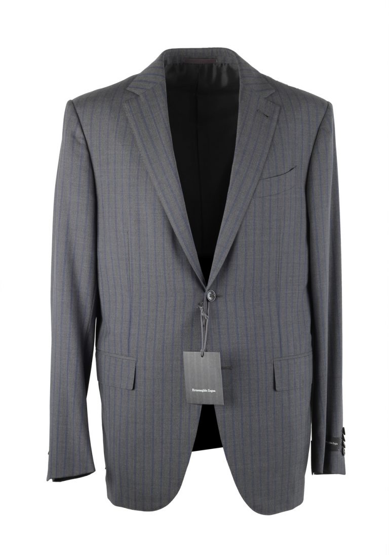 Ermenegildo Zegna Mila Gray Striped Suit Size 50 / 40R U.S. - thumbnail | Costume Limité