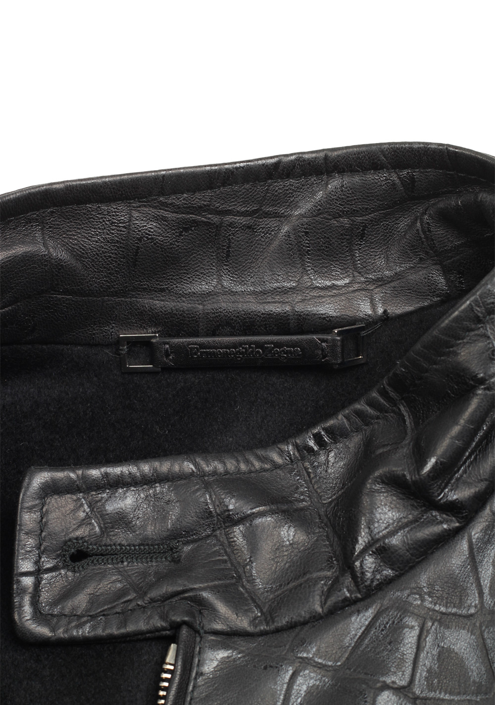 Ermenegildo Zegna Black Embossed Alligator Leather Coat Size 48 / 38R U.S. | Costume Limité