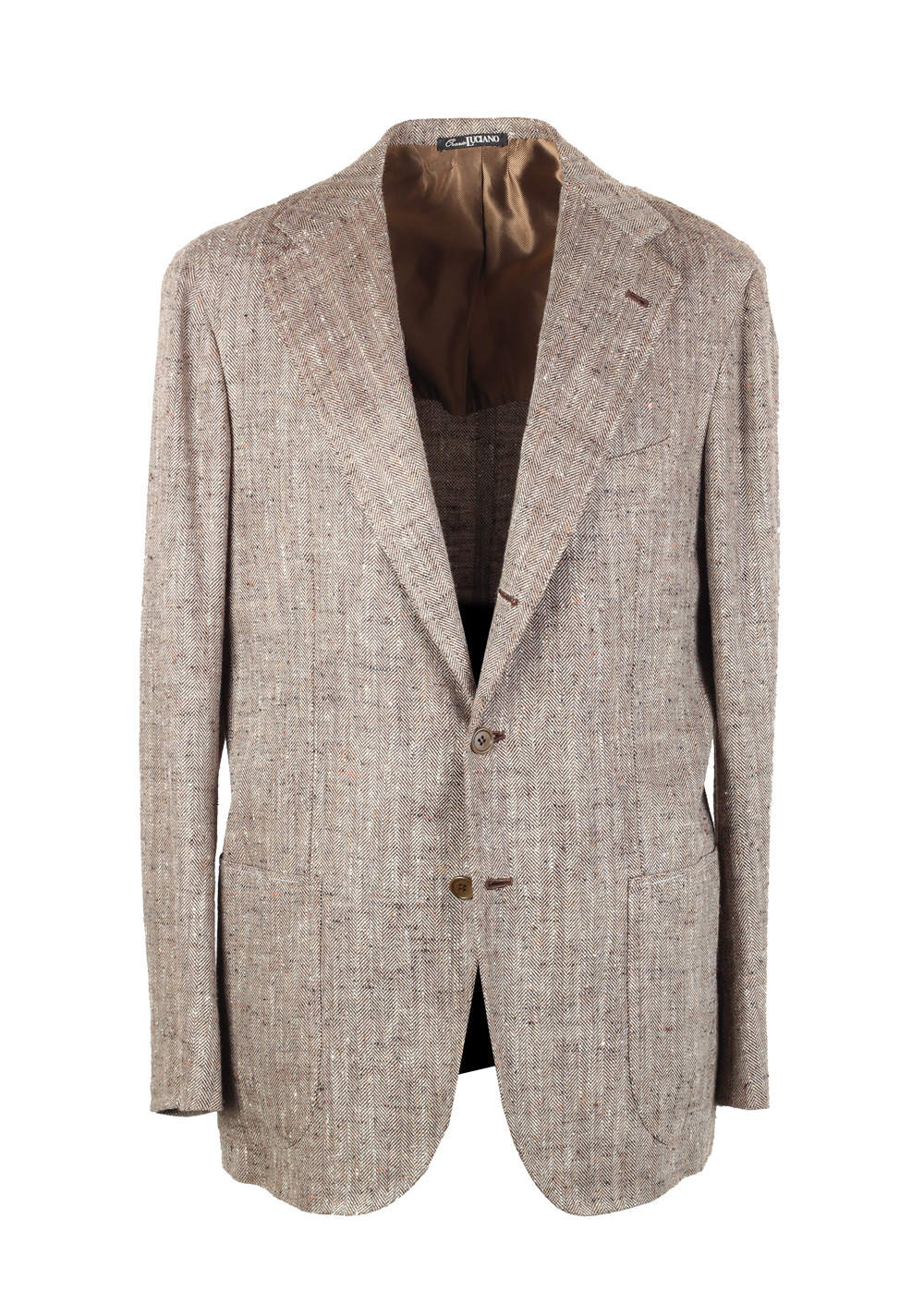 Orazio Luciano Beige Sport Coat Size 50L / 40L U.S. In Linen Silk | Costume Limité