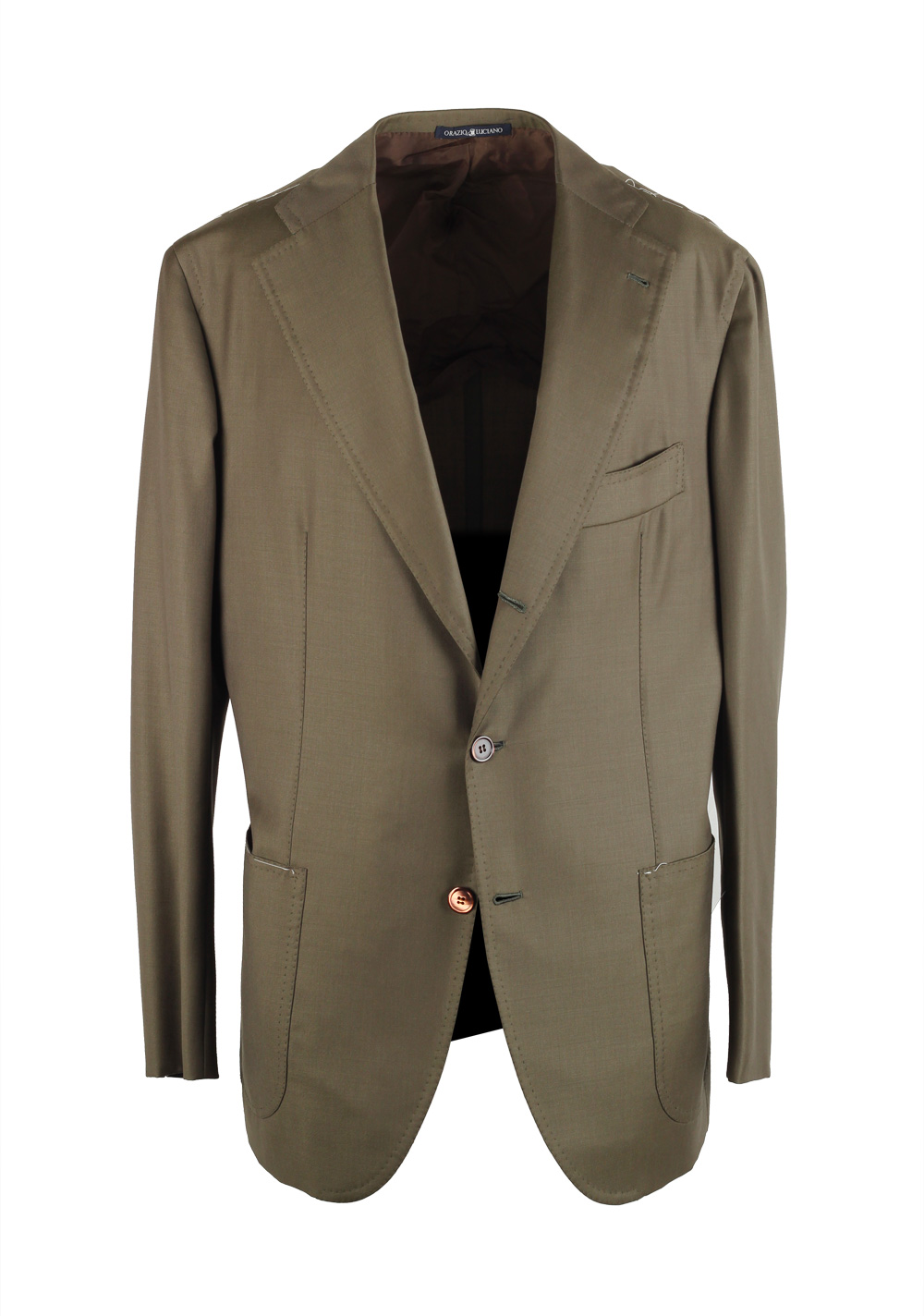Orazio Luciano La Vera Sartoria Napoletana Olive Green Suit Size 52 / 42R U.S. | Costume Limité
