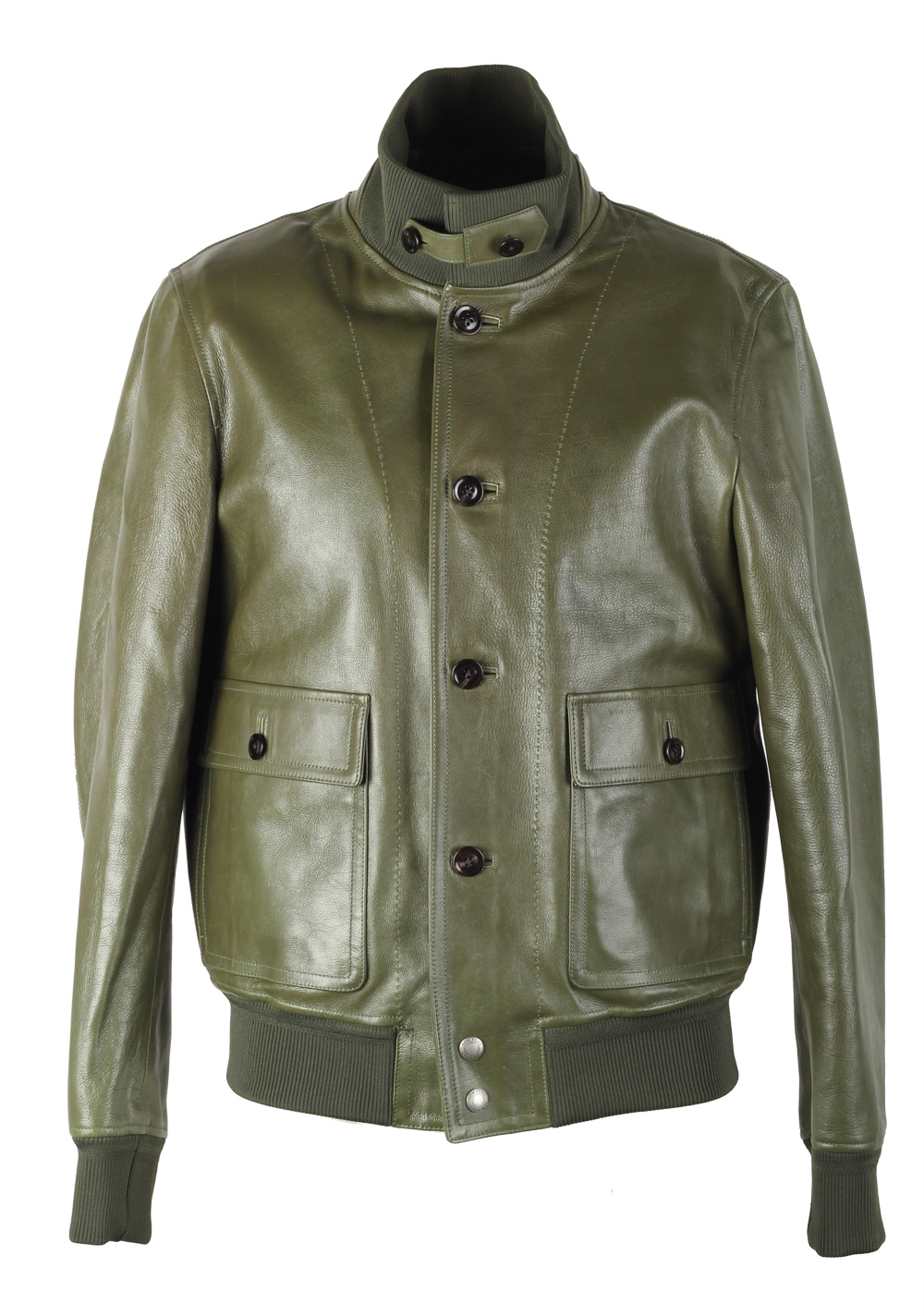 TOM FORD Green Leather Jacket Coat Size 48 / 38R U.S. Outerwear | Costume Limité