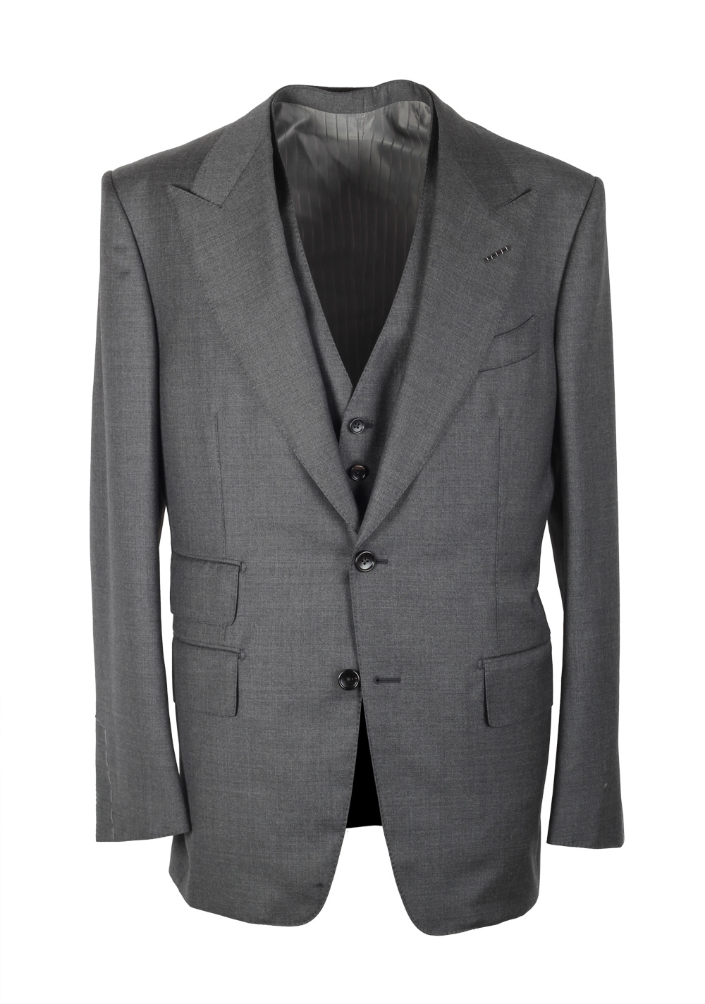 TOM FORD Windsor Gray 3 Piece Suit Size 50 / 40R U.S. Wool Fit A ...