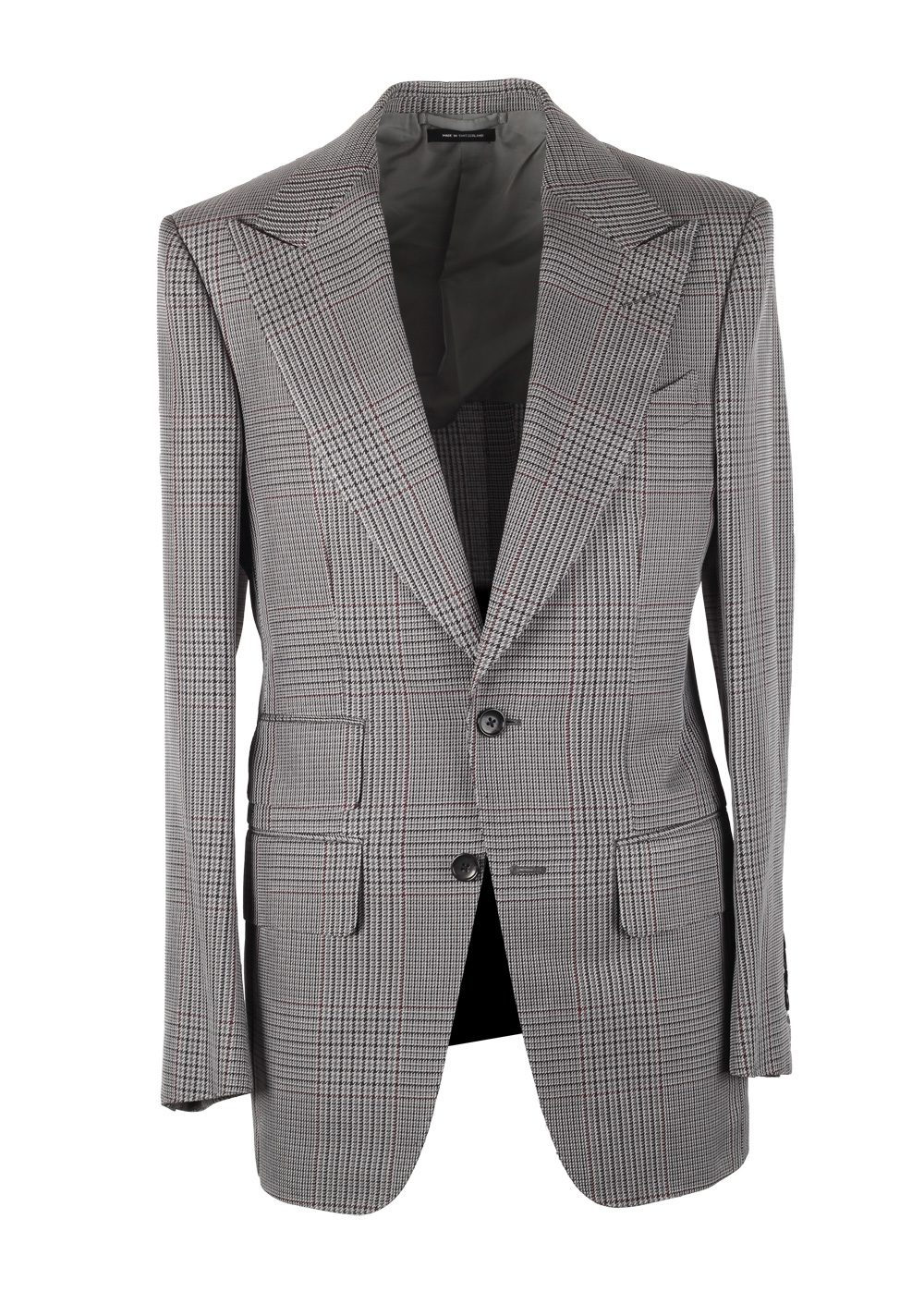 TOM FORD Atticus Gray Checked Suit Size 46 / 36R U.S. In Silk | Costume Limité