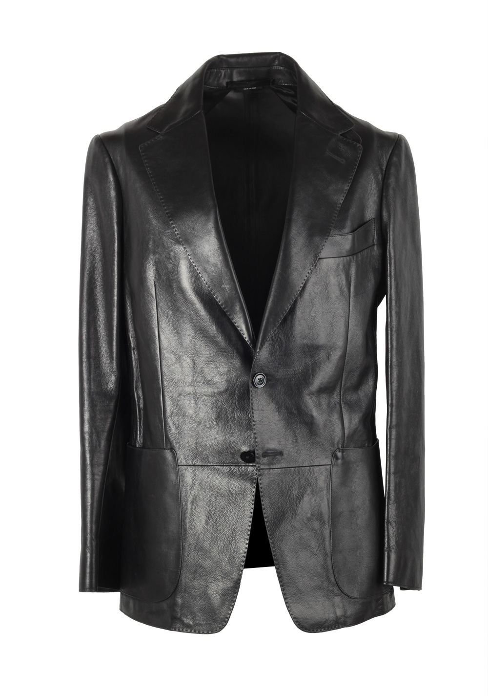 TOM FORD Black Leather Jacket Coat Size 48 / 38R U.S. | Costume Limité